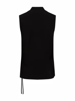 Someday Blusen*Damen Blusentop mit Leinenanteil schwarz uni