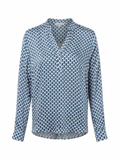 More & More Blusen*Damen Bluseshirt indigo weiß gemustert