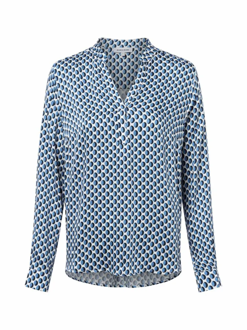 More & More Blusen*Damen Bluseshirt indigo weiß gemustert