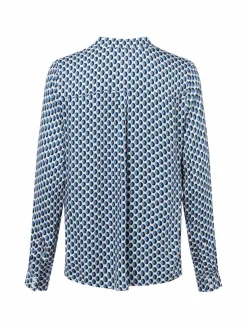 More & More Blusen*Damen Bluseshirt indigo weiß gemustert