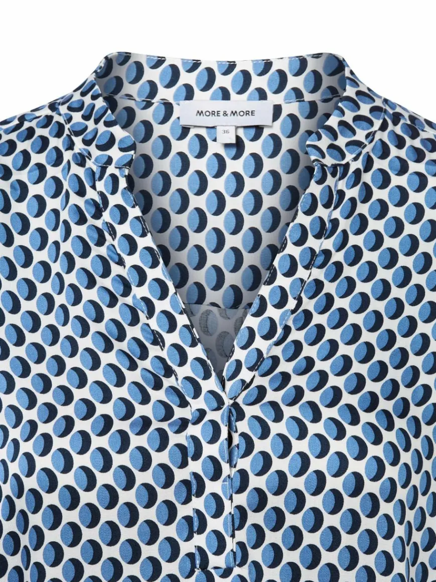 More & More Blusen*Damen Bluseshirt indigo weiß gemustert