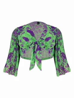 YOEK Blazer*Damen Bolero grün bedruckt