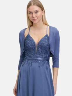 Vera Mont Pullover & Strickjacken*Damen Bolero-Jacke blau uni
