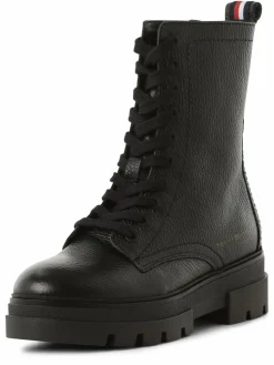 Tommy Hilfiger Boots & Stiefeletten*Damen Boots aus Leder schwarz uni