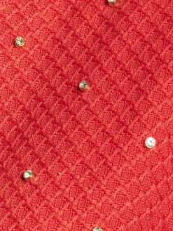 Faina Blazer*Damen Boucé Jacke mit Strass-Steinen rot uni