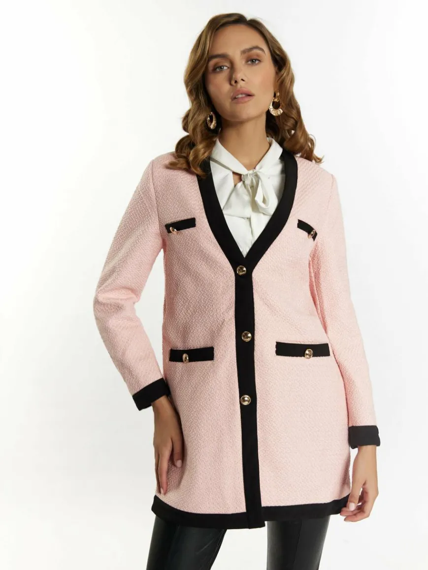 Faina Blazer*Damen Bouclé Blazer rosa uni