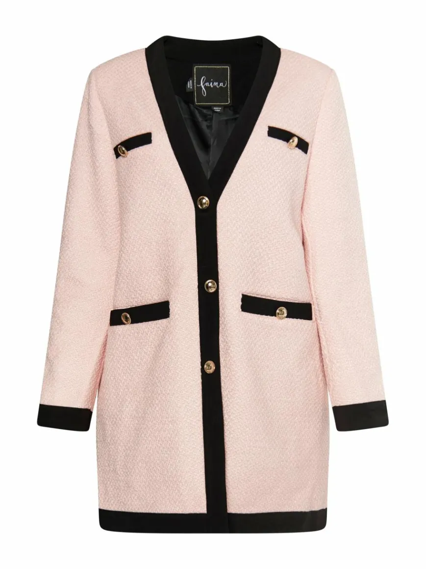 Faina Blazer*Damen Bouclé Blazer rosa uni