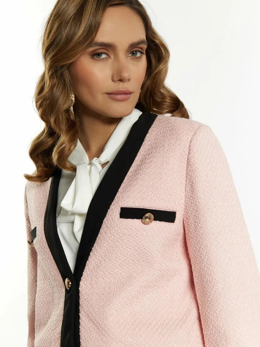 Faina Blazer*Damen Bouclé Blazer rosa uni