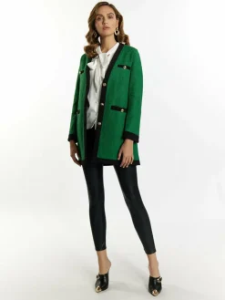 Faina Blazer*Damen Bouclé Blazer grün uni