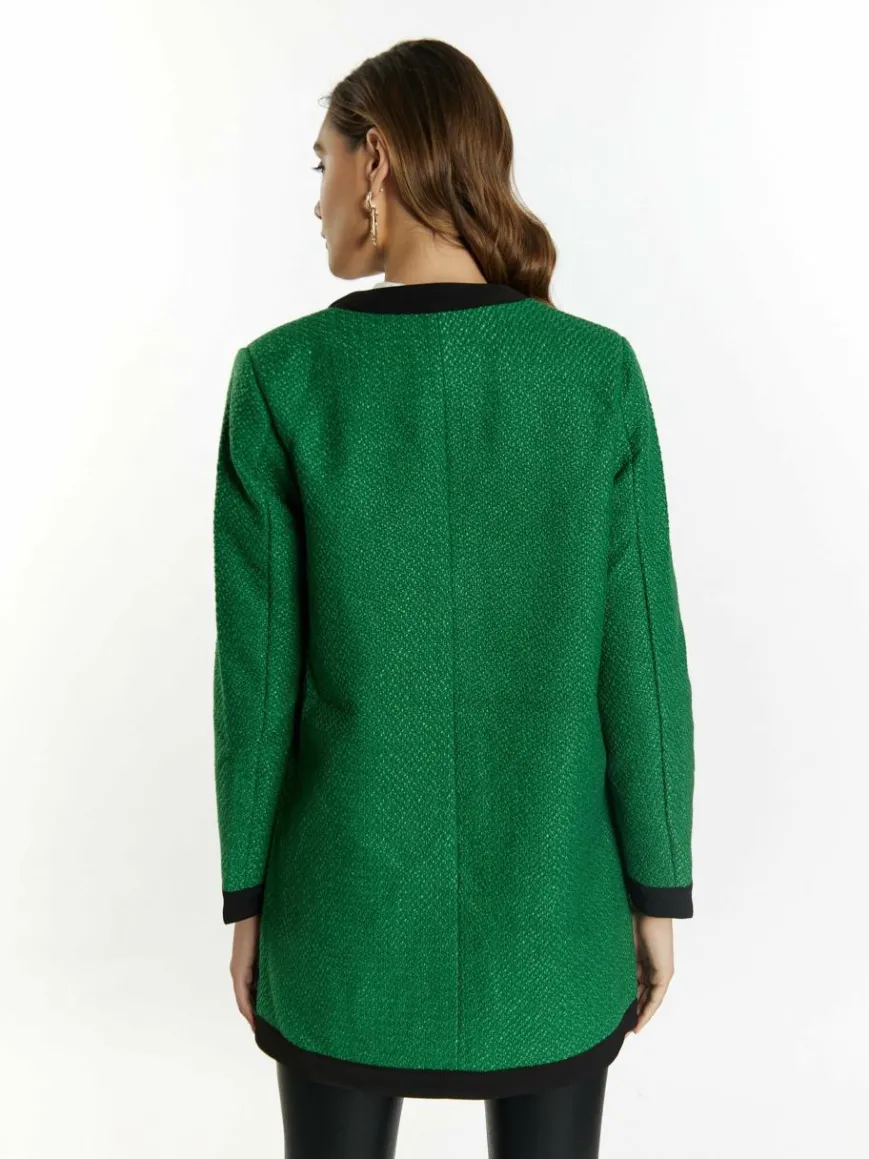 Faina Blazer*Damen Bouclé Blazer grün uni