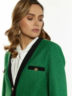 Faina Blazer*Damen Bouclé Blazer grün uni