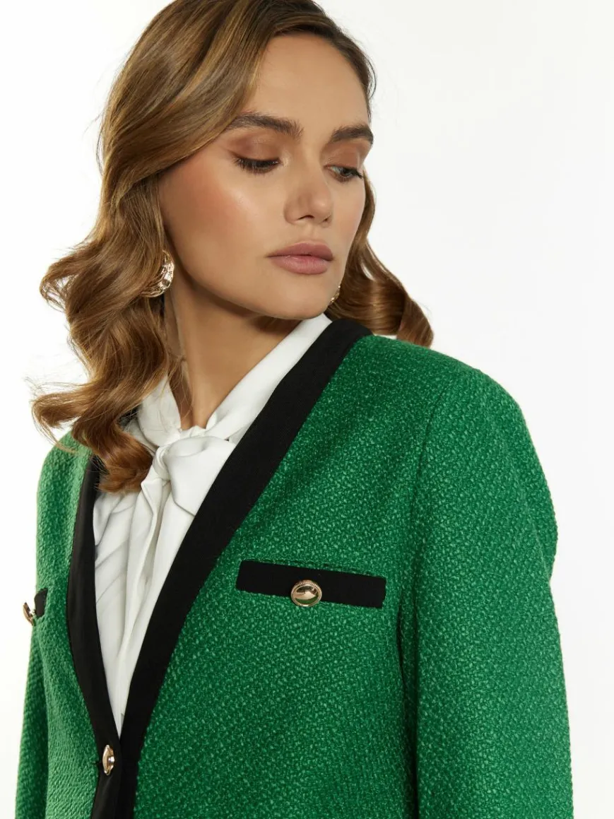 Faina Blazer*Damen Bouclé Blazer grün uni