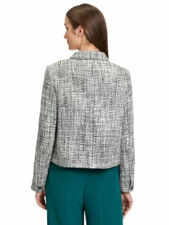 Betty & Co Blazer*Damen Bouclé-Blazer weiß schwarz meliert