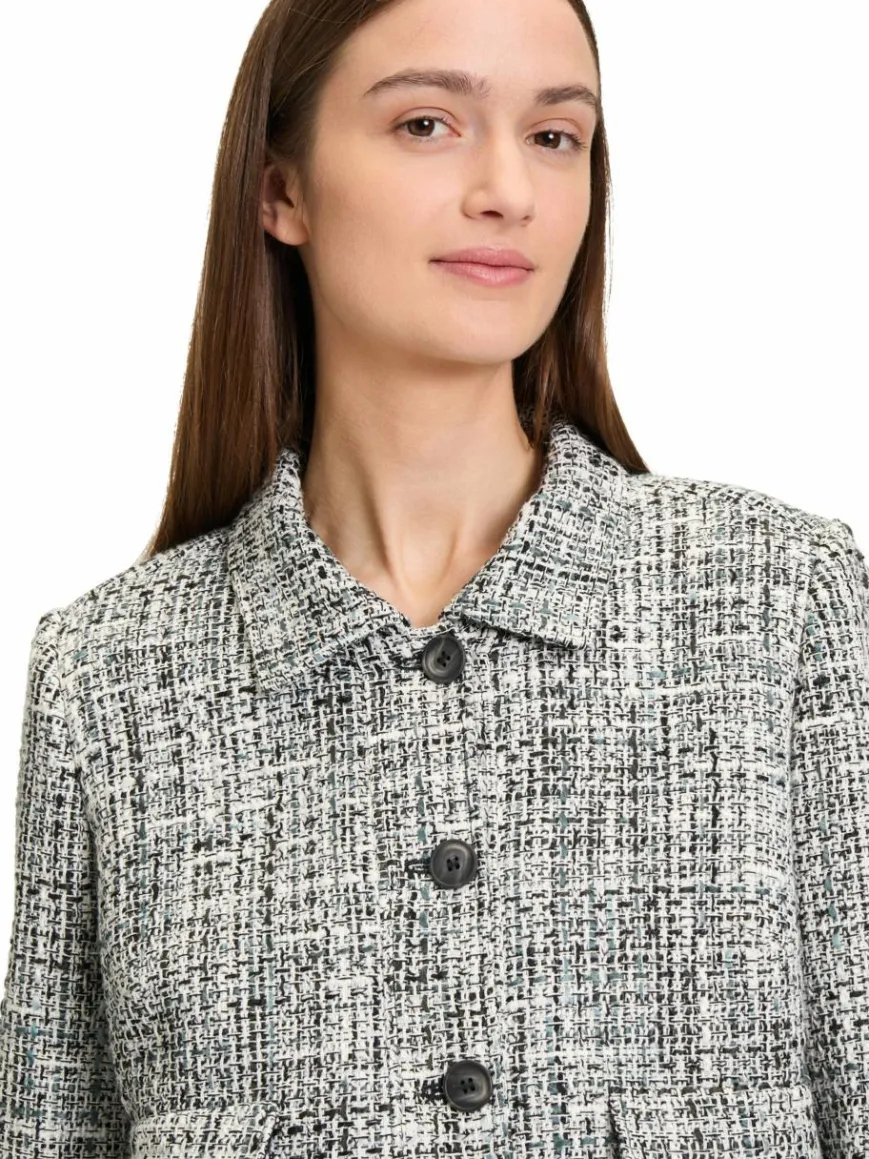Betty & Co Blazer*Damen Bouclé-Blazer weiß schwarz meliert