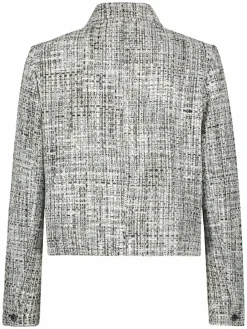 Betty & Co Blazer*Damen Bouclé-Blazer weiß schwarz meliert