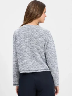 Betty & Co Blazer*Damen Bouclé-Blazer weiß marine gemustert