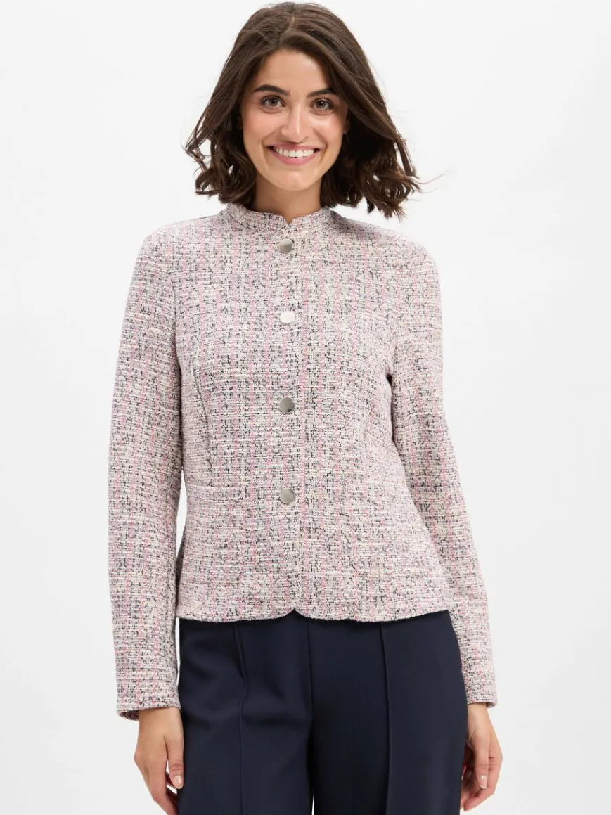 More & More Blazer*Damen Bouclé-Kurzblazer altrosa ecru gemustert