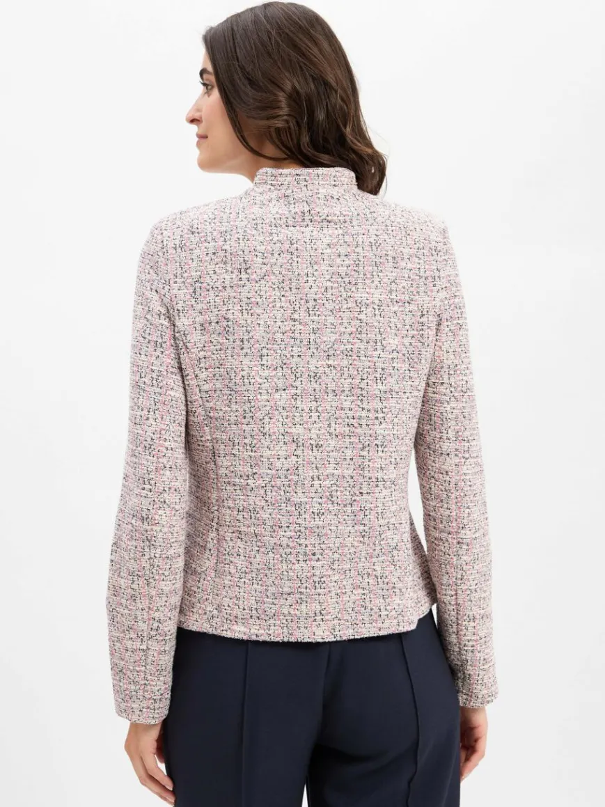 More & More Blazer*Damen Bouclé-Kurzblazer altrosa ecru gemustert