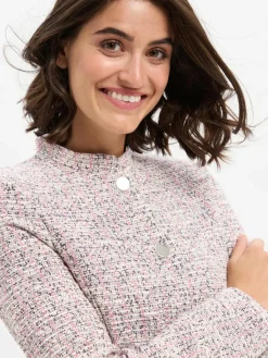 More & More Blazer*Damen Bouclé-Kurzblazer altrosa ecru gemustert