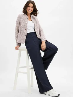 More & More Blazer*Damen Bouclé-Kurzblazer altrosa ecru gemustert