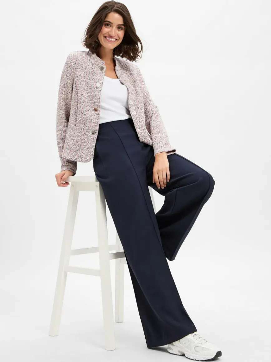 More & More Blazer*Damen Bouclé-Kurzblazer altrosa ecru gemustert