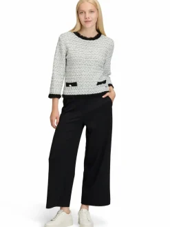 Betty & Co Pullover & Strickjacken*Damen Bouclé-Pullover ecru schwarz strukturiert