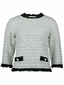 Betty & Co Pullover & Strickjacken*Damen Bouclé-Pullover ecru schwarz strukturiert