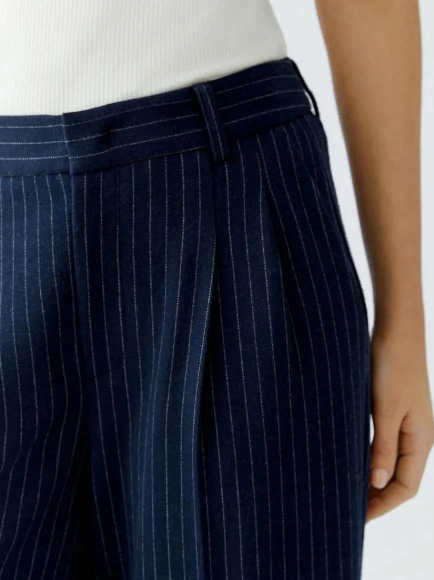 Oui Hosen*Damen Bundfaltenhose blau gestreift