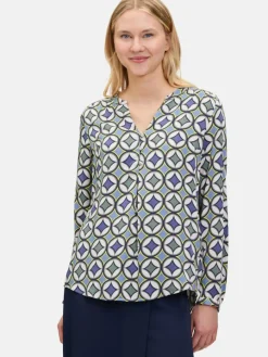 Cartoon Blusen*Damen Casual-Bluse mehrfarbig gemustert