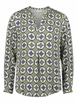 Cartoon Blusen*Damen Casual-Bluse mehrfarbig gemustert