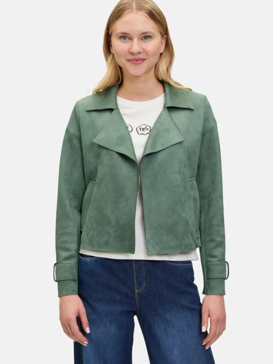 Cartoon Blazer|Jacken & Westen*Damen Casual-Jacke khaki grün uni