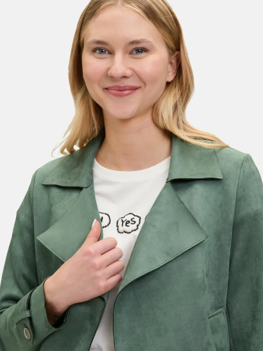 Cartoon Blazer|Jacken & Westen*Damen Casual-Jacke khaki grün uni