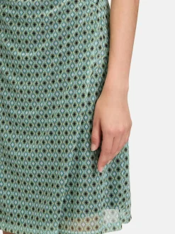 Cartoon Kleider*Damen Casual-Kleid mehrfarbig petrol gemustert