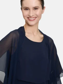 Vera Mont Pullover & Strickjacken*Damen Chiffonstola marine blau uni