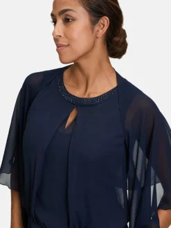 Vera Mont Pullover & Strickjacken*Damen Chiffonstola marine blau uni