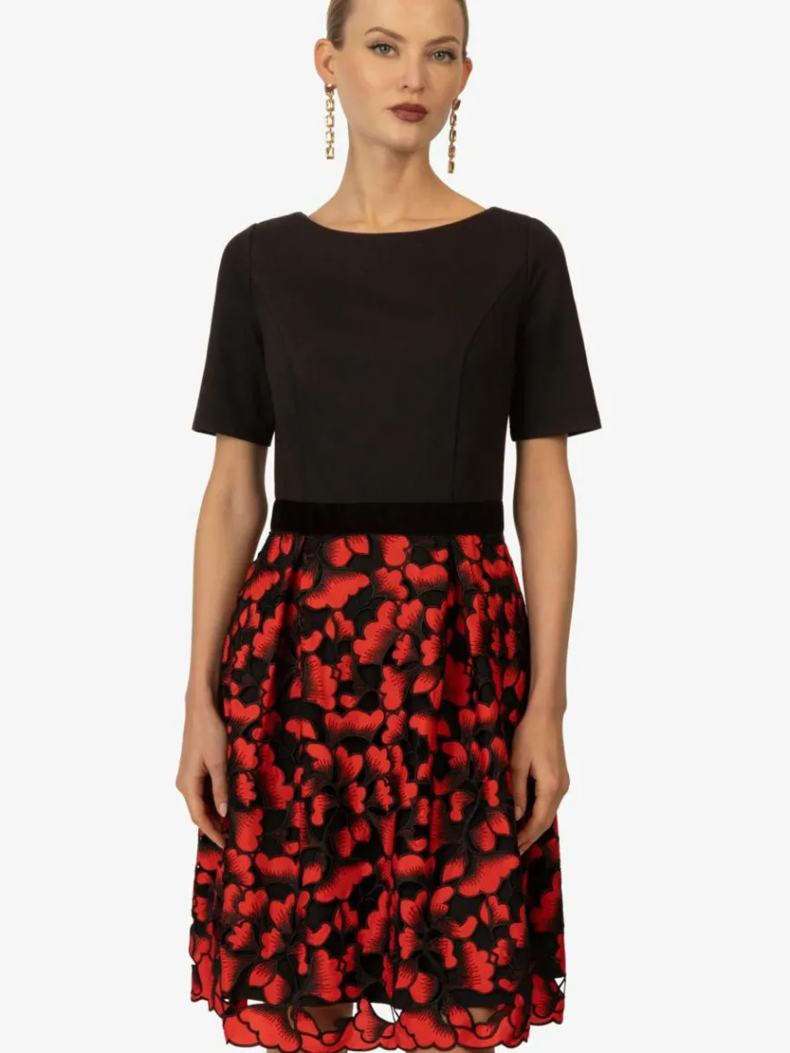 Kraimod Kleider*Damen Cocktailkleid rot gemustert