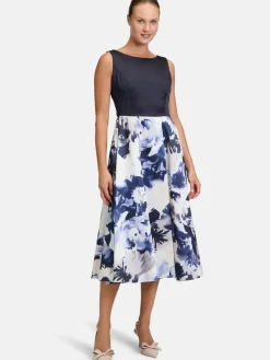 Vera Mont Kleider*Damen Cocktailkleid blau gemustert
