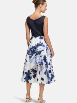 Vera Mont Kleider*Damen Cocktailkleid blau gemustert