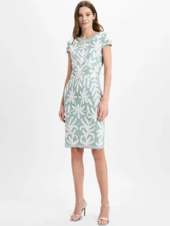 Ambiance Kleider*Damen Cocktailkleid smaragd weiß strukturiert