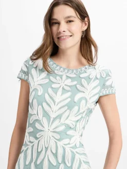 Ambiance Kleider*Damen Cocktailkleid smaragd weiß strukturiert