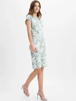 Ambiance Kleider*Damen Cocktailkleid smaragd weiß strukturiert