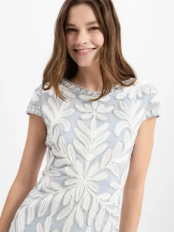 Ambiance Kleider*Damen Cocktailkleid grau weiß strukturiert