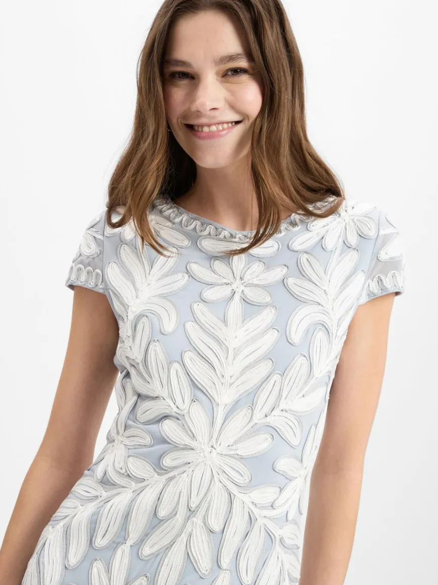 Ambiance Kleider*Damen Cocktailkleid grau weiß strukturiert