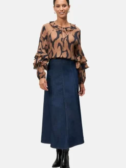 zero Blusen*Damen Crinkle-Bluse schwarz braun gemustert