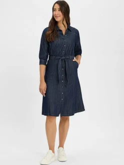 Marie Lund Kleider*Damen Denim-Blusenkleid - Karina denim uni