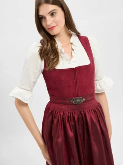 Krüger Dirndl Kleider*Damen Dirndl bordeaux uni