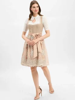Krüger Dirndl Kleider*Damen Dirndl beige aprikot uni