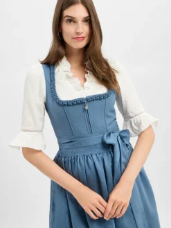 Krüger Dirndl Kleider*Damen Dirndl blau uni