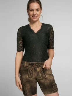 Spieth & Wenksy Blusen*Damen Dirndlbluse - Arktis grün gemustert