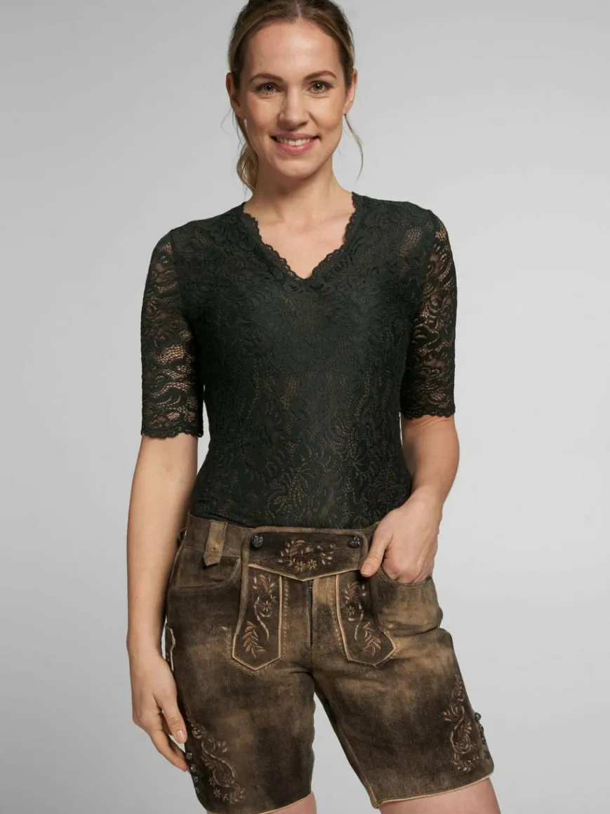 Spieth & Wenksy Blusen*Damen Dirndlbluse - Arktis grün gemustert